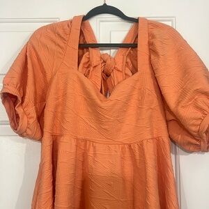 Adorable orange sherbet free people puff sleeve a line mini dress xl